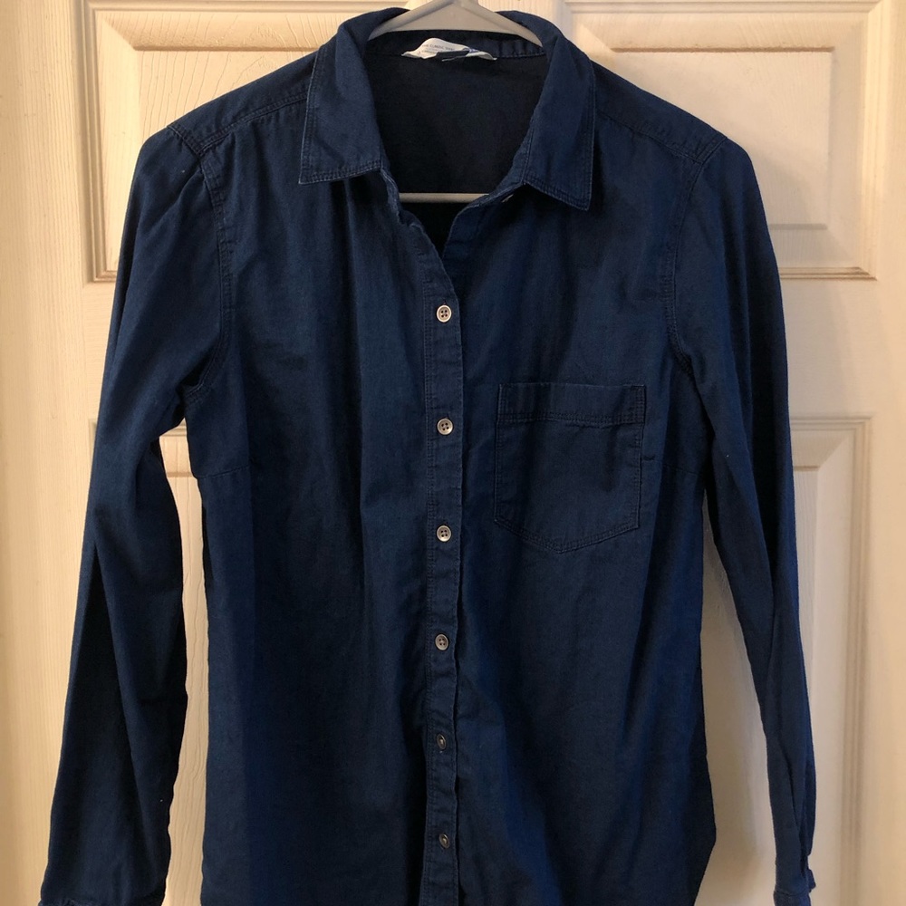 Navy Blue Long Sleeve Button Down